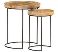 vidaXL Set Tavolini da Salotto 2 pz Legno Massello di Mango e Acciaio