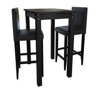 vidaXL Set Tavolino da Bar con 2 Sgabelli Neri