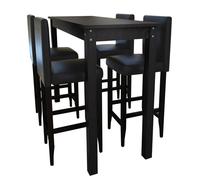 vidaXL Set Tavolino da Bar con 4 Sgabelli Neri