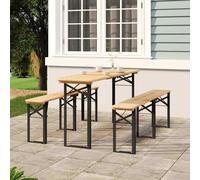 vidaXL Set Tavolo Birreria Pieghevole 3 pz in Legno Massello di Abete