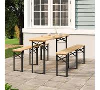 vidaXL Set Tavolo Birreria Pieghevole 3 pz in Legno Massello di Abete
