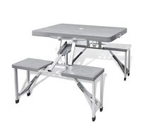 vidaXL Set Tavolo da Campeggio con 4 Sedie in Alluminio Leggero Grigio