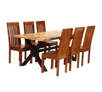 vidaXL Set Tavolo da Pranzo 7 pz Legno Massello di Acacia e Mango