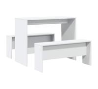 vidaXL Set Tavolo da Pranzo con Panche 3 pz Bianco in Truciolato