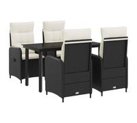 vidaXL Set Tavolo da Salotto con cuscino 5 pcs Nero e Bianco Crema, Mobili Moderni, Set Divani Esterni, Tavolo Patio, Sedia Giardino, Relax, Lounge Contemporanea, Estate Comfort
