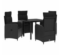 vidaXL Set Tavolo da Salotto con cuscino con cuscino 5 pcs Nero, Mobili Moderni, Set Divani Esterni, Tavolo Patio, Sedia Giardino, Relax, Lounge Contemporanea, Estate Comfort
