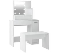 VIDAXL - Set Tavolo Da Toeletta Bianco Con Led In Legno Multistrato