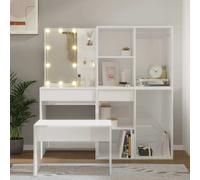 VIDAXL - Set Tavolo Da Toeletta Bianco Lucido Con Led Legno Multistrato