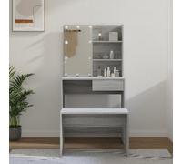 vidaXL Set Tavolo da Toeletta con LED Grigio Sonoma Legno Multistrato