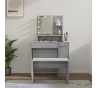 vidaXL Set Tavolo da Toeletta con LED Grigio Sonoma Legno Multistrato