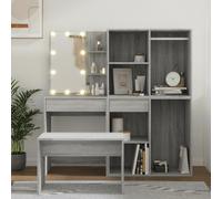 vidaXL Set Tavolo da Toeletta con LED Grigio Sonoma Legno Multistrato