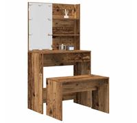 vidaXL Set Tavolo da Toeletta con LED Legno Antico Legno Multistrato