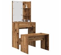vidaXL Set Tavolo da Toeletta con LED Legno Antico Legno Multistrato