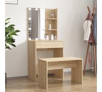 vidaXL Set Tavolo da Toeletta con LED Rovere Sonoma Legno Multistrato