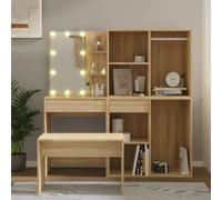 vidaXL Set Tavolo da Toeletta con LED Rovere Sonoma Legno Multistrato