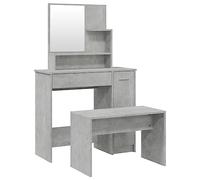 vidaXL Set Tavolo da Toeletta Grigio Cemento 86,5x35x136 cm