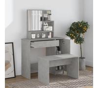 vidaXL Set Tavolo da Toeletta Grigio Cemento 86,5x35x136 cm