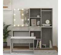 vidaXL Set Tavolo da Toeletta Grigio Cemento con LED Legno Multistrato