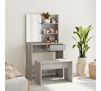 vidaXL Set Tavolo da Toeletta Grigio Sonoma 74,5x40x141 cm
