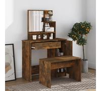 vidaXL Set Tavolo da Toeletta Rovere Fumo 86,5x35x136 cm