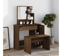 vidaXL Set Tavolo da Toeletta Rovere Marrone 86,5x35x136 cm