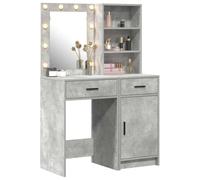 vidaXL Tavolo da toeletta compatto e moderno con illuminazione integrata, due unità, superficie in MDF grigio cemento, ideale per la camera da letto, spazio perfetto per il trucco e la cura con