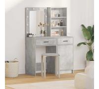 vidaXL Tavolo da toeletta compatto e moderno con illuminazione integrata, due unità, superficie in MDF grigio cemento, ideale per la camera da letto, spazio perfetto per il trucco e la cura con