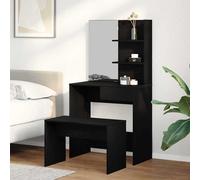 vidaXL Set Tavolo da Trucco 2 pz Rovere Nero 74,5 x 40 x 141 cm