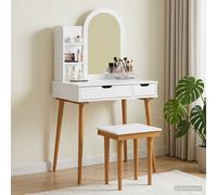 Set Tavolo da Trucco FAUSKE 4 pz Bianco 76 x 50 x 143 cm