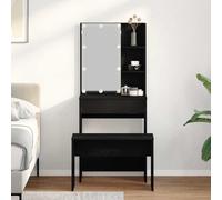 vidaXL Set Tavolo da Trucco LED 2 pz Rovere Nero 60 x 40 x 140 cm
