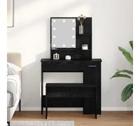 vidaXL Set Tavolo da Trucco LED 2 pz Rovere Nero 86,5 x 35 x 136 cm