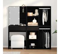 vidaXL Set Tavolo da Trucco LED Rovere Nero 140 x 40 x 140 cm