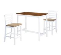 VIDAXL - Set Tavolo E Sedie Da Bar 3 Pz Legno Massello Marrone E Bianco