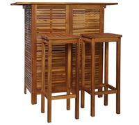 vidaXL Set Tavolo e Sedie da Bar 3 pz Sgabelli Cucina Mobili da Bar Set di Mobili per Soggiorno Arredamento Legno Massello di Acacia