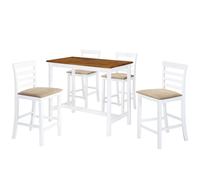 vidaXL Set Tavolo e Sedie da Bar 5 pz Legno Massello Marrone e Bianco