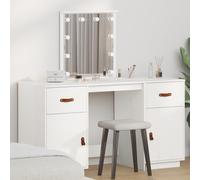 vidaXL Set Toeletta con LED Bianco in Legno Massello di Pino