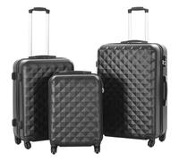 vidaXL Set Trolley a Custodia Rigida 3 pz Nero in ABS