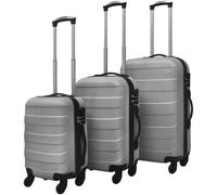 vidaXL Set Trolley Rigidi 3 pz Argento 45,5/55/66 cm