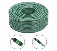 vidaXL Set Tubo da Giardino con Raccordi Verde 0,6" 100 m in PVC