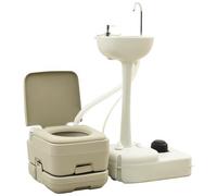 VIDAXL - Set WC Portatile da Campeggio 10+10L Lavandino 20L Grigio