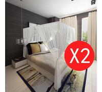 vidaXL Set zanzariere quadrate per letto con aperture 2 pezzi