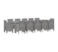 vidaXL Sets da Pranzo da Giardino da 13 Pezzi in Rattan Sintetico Grigio Chiaro. Perfetto per 12 Persone, Resistente ai Raggi UV. Ideale per la Tua terrazza e Arredamento Estivo.