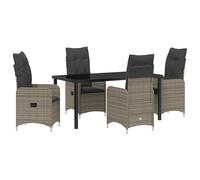 vidaXL Set da Pranzo da Giardino 5 Pezzi con Cuscini Rattan Polimerico Grigio