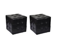 vidaXL Pouf a cubo Set 2X Poggiapiedi imbottito in pelle artificiale eco Nero