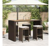 vidaXL Sgabelli Bar da Giardino con Cuscini 4 pz Marroni in Polyrattan