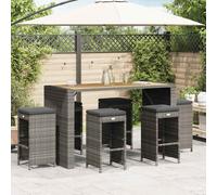 Sgabelli Bar da Giardino con Cuscini 6 pz Grigi in Polyrattan