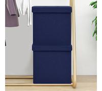 vidaXL Sgabelli con Contenitore Pieghevoli 2 pz Blu in Simil Lino