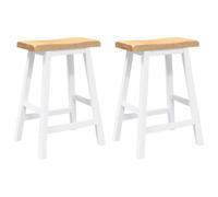 vidaXL Sgabelli da Bar 2 pz Bianchi in Legno Massello di Hevea, sedia, sgabello da bar da cucina, sedia da bistrot, sgabello da bar per la colazione