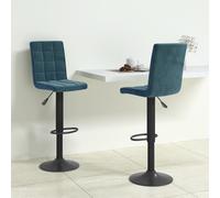 vidaXL Sgabelli da Bar 2 pz Blu in Velluto
