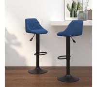 vidaXL Sgabelli da Bar 2 pz Blu in Velluto